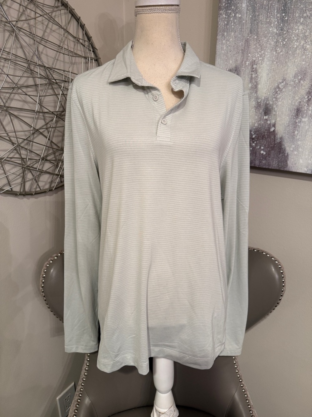 Mens Lululemon 1/4 striped collard button size large